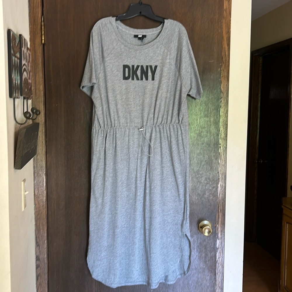 DKNY Cotton Knit Cinch Waist Dress -Size L